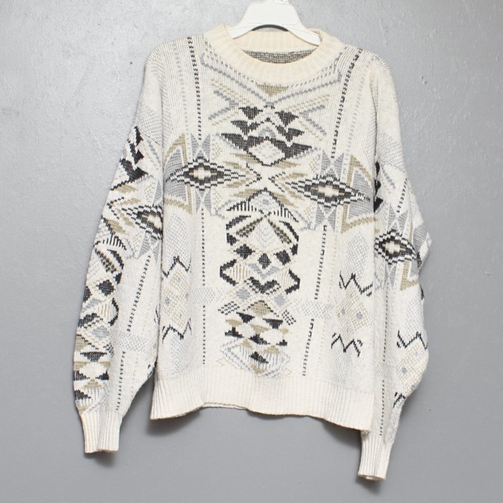 Vintage Aztec cream heavy cotton sweater